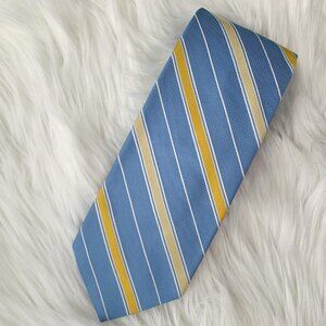 NWT Brooks Brothers Makers - Blue & yellow striped 100% silk neck tie 3.5” x 58”